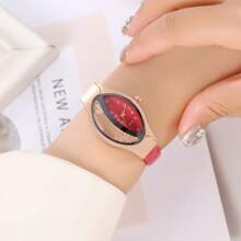 1pc Fashion Half-Lined Crystal Pave Rolling Ball Quartz Watch For Women