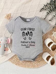 [Personnalisé] Barboteuses à manches courtes personnalisées avec prénom pour bébés garçons et filles, combinaison casual à col rond avec prénoms personnalisés, lavable en machine