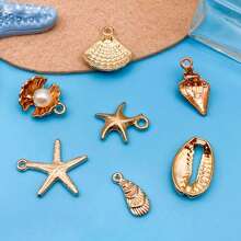 16 Pieces Of Mixed KC Golden Marine Creatures Starfish Charm Bulk Summer Jewelry Necklace Earrings Bracelet DIY Craft Accessories.