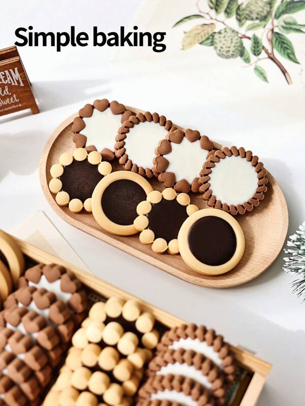 4-Piece Set 3D Flower Cookies, Chocolate Sandwich Cookies, Jam Cookie Cutting Machine, DIY Baking Tools For Weddings, Birthdays, Families, Stamp Cookie Press Molds, Sandwich Cookies, Jam Cookie Cutters, Plunger Cookie Molds, Gummy Candy Molds.Back-To-School Lunch Box Supplies.Parent-Child Cookie Stamp