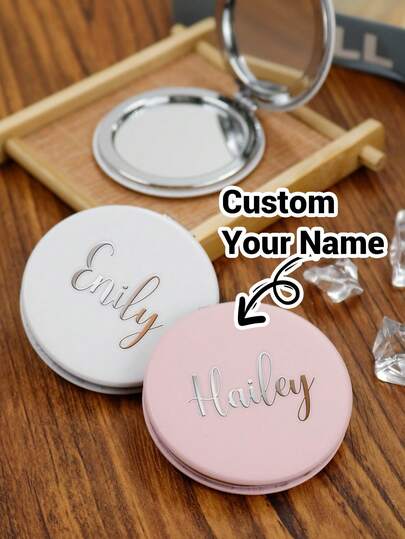 Custom Pocket Mirror Name,Personalized Matte Makeup Folding Mirror,Customized Stainless Steel Mini Mirror,Customizable Name Gift,Bridesmaid Gifts,Wedding Gifts,Birthday Gifts,Anniversary,Valentine's Day,Travel,Portable,Small And Exquisite,Suitable For Girlfriends,Mothers,Besties,CouplesChristmas Beauty Accessories