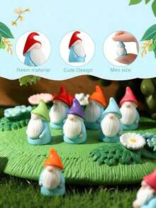 5/10/20/50pcs Mini Resin Gnomes Statues Ornaments,Cute Fairy Miniature Gnome Figurines For Miniature Garden, Glass Container, Potted Plant Decor, Micro Landscape Craft, Garden Decoration, Car Interior Accessories,Mother's Day, Graduation, Birthday Party Gifts (Random Color)