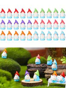 5/10/20/50pcs Mini Resin Gnomes Statues Ornaments,Cute Fairy Miniature Gnome Figurines For Miniature Garden, Glass Container, Potted Plant Decor, Micro Landscape Craft, Garden Decoration, Car Interior Accessories,Mother's Day, Graduation, Birthday Party Gifts (Random Color)