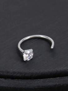 1 Stück Nasenring aus Edelstahl in C-Form mit glänzendem quadratischem CZ, Nasenpiercingschmuck, silberfarbener Nasenring, Nasenspange, Nasenringpiercing, Hipp Hop Mode Punk Körperschmuck für Frauen und Mädchen, Frauengeschenke, geeignet für Tanz, Party, Reisen, tägliche Freizeitkleidung