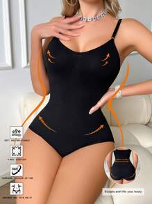 1pc Women's High Strength Shaping Knit Fabric Waist And Hip Shapewear Bodysuit