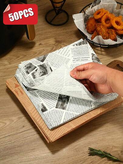 50 قطعة ورق خبز ، ورق السيلوفان، ورق تغليف السندويشات ، ورق فاصل زيت الهمبرجر والبطاطا المقلية ، ورق بطانة مقاوم للزيت للوجبات الخفيفة المقلية ، بطانات مستطيلة لقلاية الهواء الخالية من الالتصاق ، لوازم الخبز للمطاعم العائلية ، ورق غذائي مقاوم للتسرب للتعبئة والتغليف والخبز والطهي والشوي والقلي ، أحجام متعددة ، لوازم الفرن ، أدوات الخبز ، أدوات المطبخ ، ملحقات المطبخ
