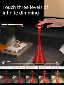 1 件 LED 触摸三色可调光桌面装饰氛围灯、创意节日礼物夜灯、ABS 材质、床头灯、卧室灯、蘑菇灯、USB 可充电条形灯、书架装饰灯 - 彩色 - 查看 5