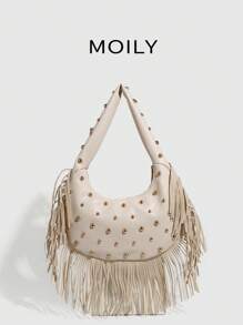 Sac à bandoulière à franges de style punk de rue avec rivets sous les bras