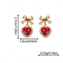 1 Pair Dark Lolita Style Bowknot Hanging Earrings, High-End Chic Minimalist Black & Red Color