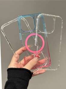 Ice Chime Minimalist Gradient Blue And Pink Phone Case, Compatible With Apple 16 Pro Max, 15 New, 14, 13, Full Body Protection, Magnetic Adsorption, Transparent Waterproof Shockproof Anti-Fall Scratch Resistant - Pink - View 5