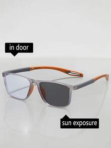 Square Sports Glasses Frames For Men And Women, Lightweight, Non-Slip And Fashionable Glasses, Photochromic, Indoor And Outdoor, Driving Fishing Hiking Cycling Running Golf Everyday Use, Suitable For Summer, Beach Vacation, Outdoor Sports, Party, Self-Driving, Fishing, Cycling, Shopping And Photography Accessories - Multicolor - View 4