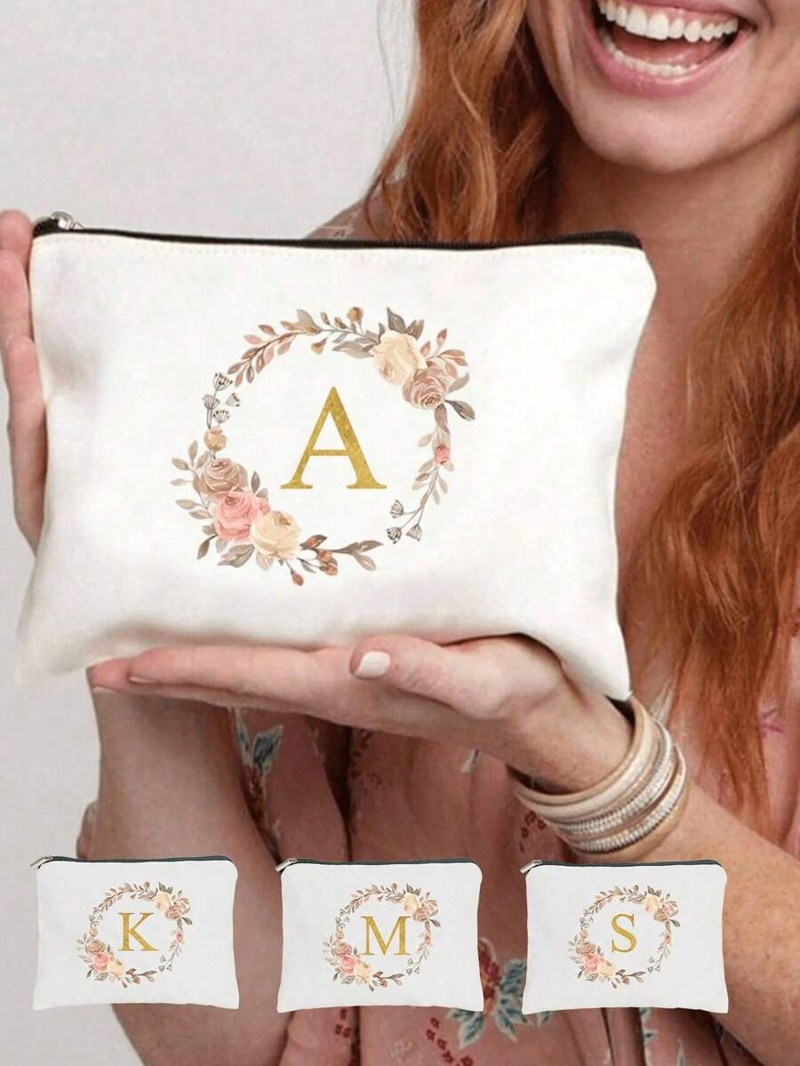 1pc Portable Letter Pattern Cosmetic Bag, Valentine's Day Gifts For Her, Simple Makeup Storage Bag With Zipper, Multi Toiletry Wash Bag(Random Zipper Direction), Suitable For Women's Cosmetics Storage, University Dormitory Cosmetics Storage, Men's Gift Bags, Colorful Letter Printed Funny Cosmetics Bags, Homecoming Teacher Gifts Christmas Gifts, Pouch, Gifts Pouch / Small Handbag, Makeup Organizer, Mini Pouch, Large Capacity Pouch, Gifts Christmas Gifts, Gift Ideas For Women - Multicolor - View 1