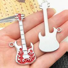 Rockstar DIY Kit: 2/6pcs Elegant Guitar Pendants - Perfect For Band Merch Jewelry Making" (Niche Appeal)