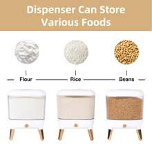1 pezzo Dispenser di riso da 25 libbre, grande contenitore per grani con coperchio, cilindro dosatore, impermeabile, dispenser di cereali per uso domestico, per fagioli, mais, soluzione elegante per il bancone della cucina - Risparmia tempo e fatica con il dosaggio facile