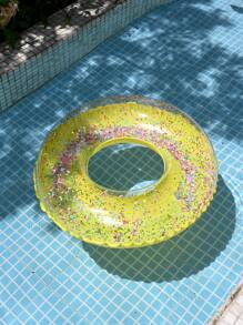 1pc Glitter Flower Inflatable Swimming Ring/Pool Float, Blue/Purple/Yellow, For Water Play And Pool Party