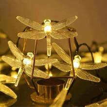 1pc Solar Powered Dragonfly String Lights, 8 LED Lighting Modes Outdoor Waterproof Fairy Lights For Garden, Yard, Balcony, Tree, Patio, Porch, Pathway, Fence; Decorative Hanging Solar Lights For Backyard