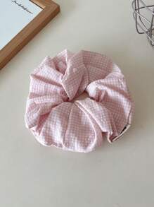 Korean Style Cute Dopamine Plaid Large Scrunchie Gentle Soft Bun Elastic Hair Ties Ponytail Holder, New Design Scrunchies Scrunchy Hair Ties