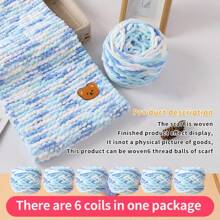 6 écheveaux de laine + 1 accessoire ours Écharpe faite main DIY Laine chenille avec petit ours, laine épaisse en pack, cadeau pour lui/elle
