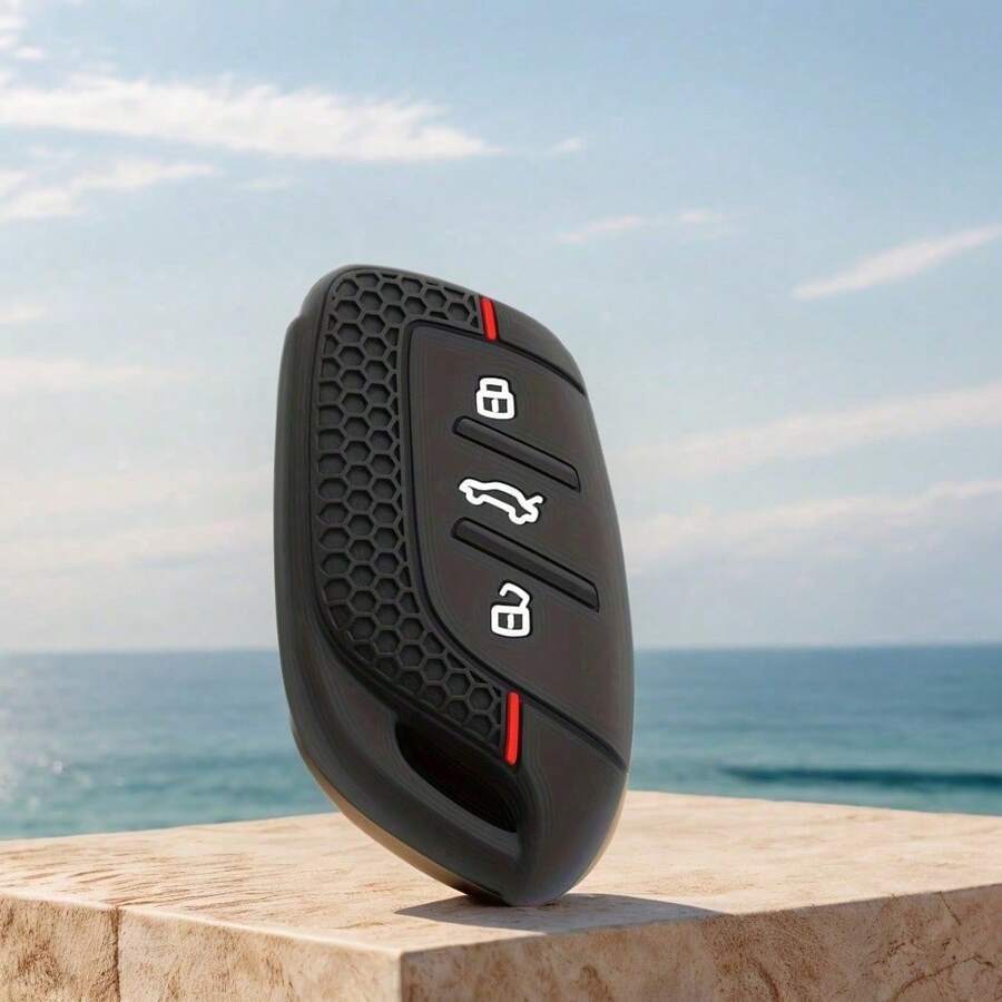 Silicone Remote Car Key Fob Case Cover Keychain Holder Key Caps For MG For ZS For HS For GT For MG4 For MG5 For MG6 For Plus For VE For ZX For EHS For EZS 2022 -2024 - Black - View 1