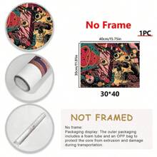 1 pieza Póster de lienzo con ilustración de arte de calavera de dibujos animados con ojos sin marco - Arte moderno retro mural, muy adecuado para decoración de dormitorio, oficina, sala de estar, hogar y dormitorio