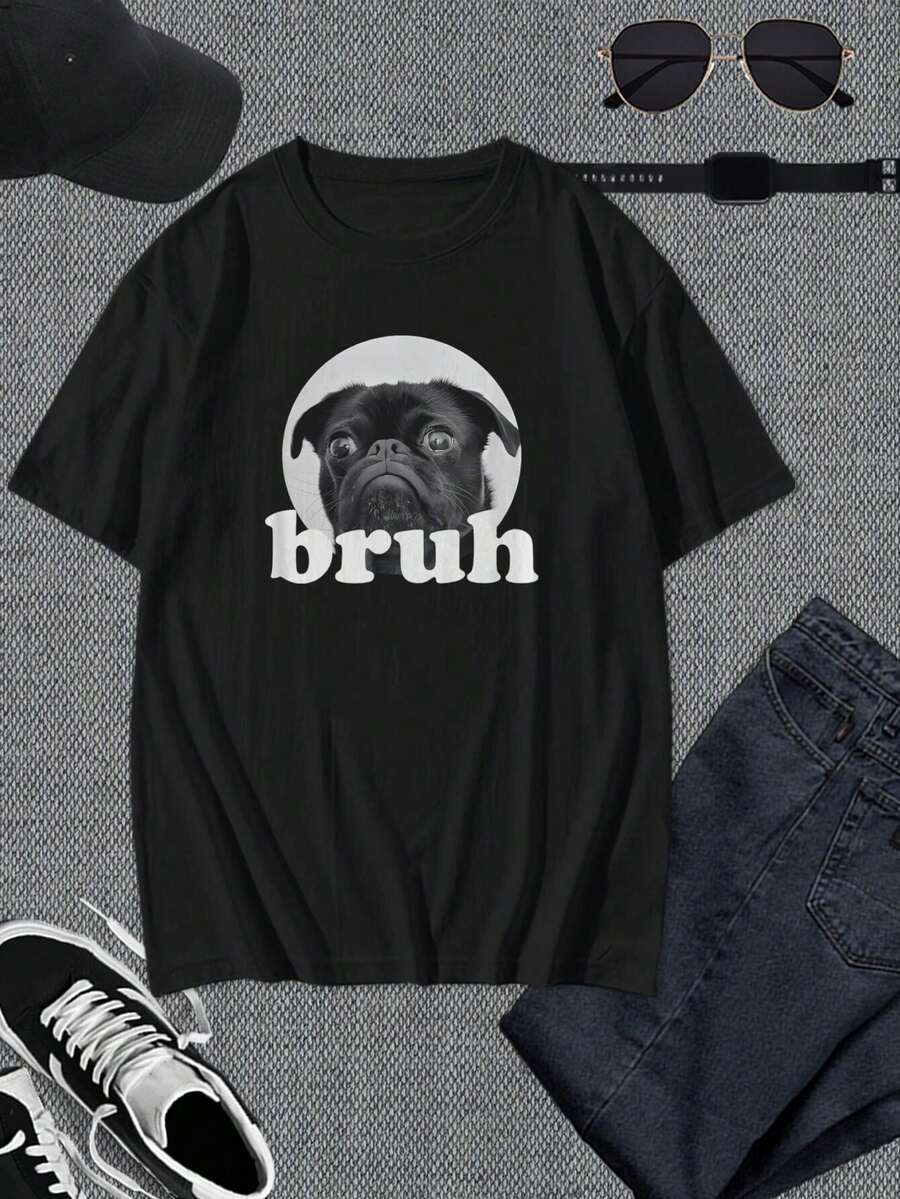 Camiseta divertida de Pug - Camiseta gráfica de perro lindo para hombres y mujeres - Camiseta informal de moda - Regalo para amantes de mascotas - Mezcla de algodón cómoda - Camiseta negra de manga corta con dicho humorístico - Regalo para esposo - Negro - Ver 1