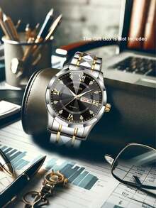 1块石英表，不锈钢表带，罗马数字表盘和日历，商务休闲风格。适合作为男士生日、毕业或其他特殊场合的礼物 - 彩色 - 查看 13