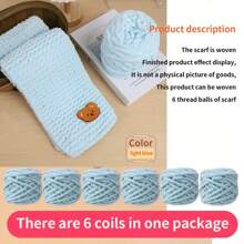 6 écheveaux de laine + 1 accessoire ours Écharpe faite main DIY Laine chenille avec petit ours, laine épaisse en pack, cadeau pour lui/elle