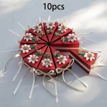 Soporte triangular para tartas, cajas para caramelos con lazo de flor, suministros de decoración para fiestas de cumpleaños y bodas, bolsas y cajas de embalaje para caramelos de boda