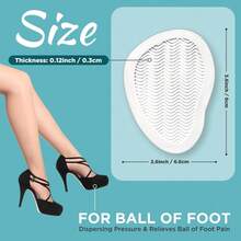 2/4/10片装透明硅胶防滑鞋垫 - 适用于女士夏季高跟鞋和凉鞋，防磨前脚掌，半码鞋垫，波浪纹理防滑，礼品之选