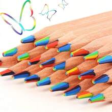 10pcs Colorful Pencil Set,Rainbow Pencil,Wooden Pencil,7 Colors In One Pencil. Suitable For Adults And Students To Create Hand-Drawn Artworks, Family Painting, Christmas Card Coloring, Diy Sketching Office, Back To School,