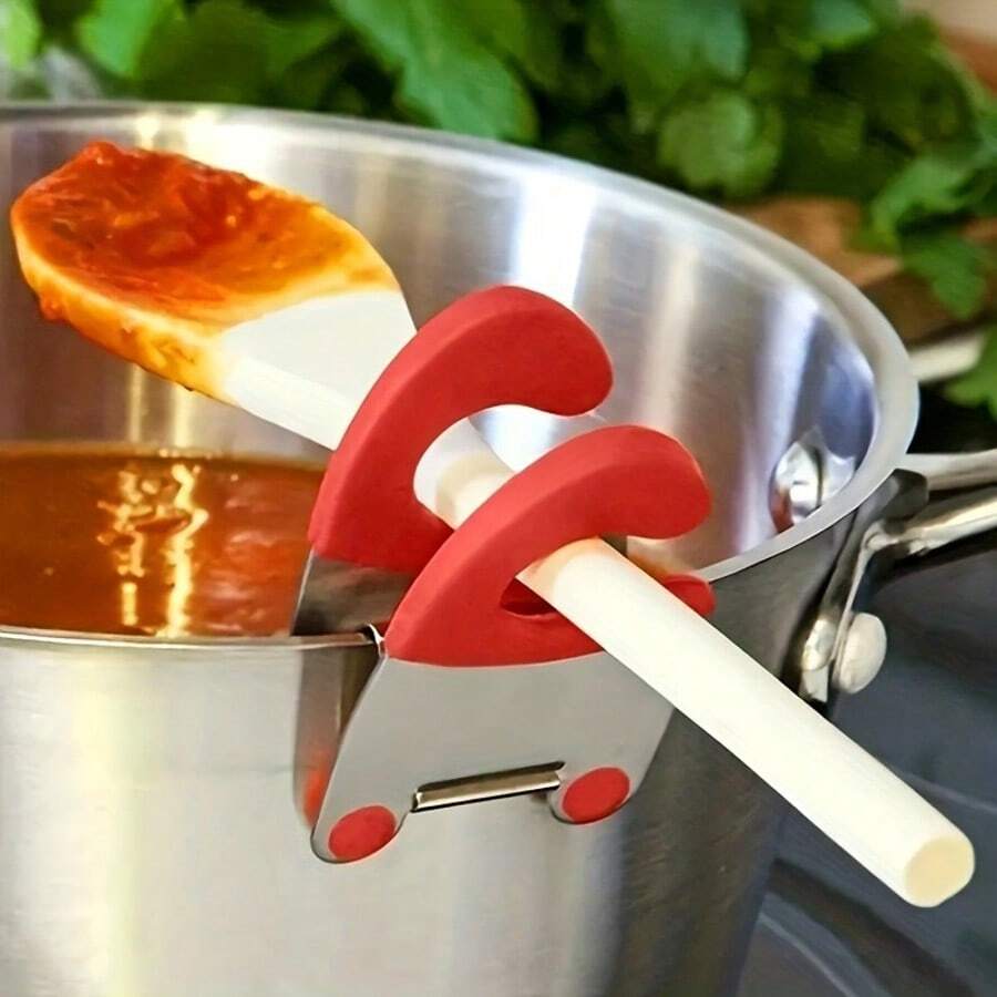 1 pezzo Supporto portautensili da cucina in acciaio inox - molletta classica da fissare al lato della pentola, portacucchiai resistente al calore, contenitore multiuso per riporre gli utensili da cucina, senza alimentazione elettrica, portacucchiai