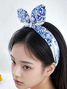 1pc Women's Printed Pattern Rabbit Ear High Crown Vintage Simple Hairband Headbands Hair Hoop - Multicolor - View 1