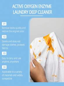 120ml Detergente de lavandería - Elimina eficazmente las manchas, facilita el lavado, mantiene la ropa limpia y fresca, protege las telas, desodoriza y deja una fragancia agradable. Disuelve las manchas comunes para restaurar la ropa a como nueva. Limpia suavemente sin dañar las manos. Elimina eficazmente diversos tipos de manchas como grasa, aceite, vino tinto, bolígrafo, fruta, lápiz de labios, sangre, amarillamiento, aceite de motor, café y talla grande.