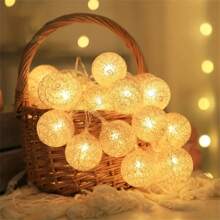 10/20 LED Luces de cadena de bolas de algodón Luces de bolas de algodón Luces de hadas de bolas de algodón para dormitorio, Día de San Valentín, boda, Navidad, Halloween, fiesta de Acción de Gracias, Navidad, decoración del hogar