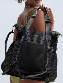 Túi đeo chéo Y2K nhiều ngăn có thiết kế nối, Túi đeo vai lưới lớn thời trang và giản dị, Thiết kế đinh tán cổ điển, Phong cách Hot Girl đường phố, Rất phù hợp để sử dụng hàng ngày và tụ tập. Đây là món quà hoàn hảo cho lễ hội, kỷ niệm hoặc sinh nhật - màu đen - Xem 3