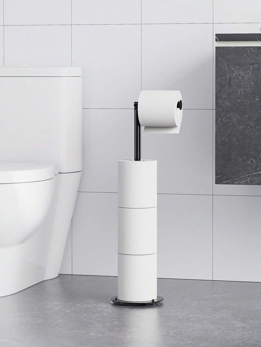 Freestanding Collapsible Paper Holder With Base, Independent Toilet Paper Holder, No Drilling Required, Bathroom & Toilet Backup Paper Storage Rack Bathroom Decor Fall Decor Bathroom Accessories Bathroom Organizer Back To School