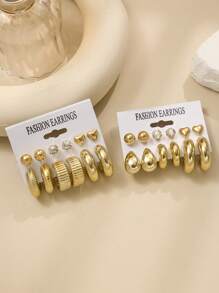 Conjunto de 24/12 peças de brincos de argola em formato de C em formato de lágrima para mulheres, combinação elegante e personalizada, adequada para uso diário, festas e férias