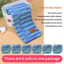 6 écheveaux de laine + 1 accessoire ours Écharpe faite main DIY Laine chenille avec petit ours, laine épaisse en pack, cadeau pour lui/elle