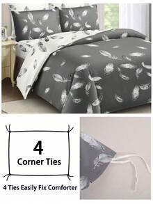 3pcs Feather Pattern Duvet Cover Set (1 Duvet Cover And 2 Pillow Shams), Soft And Skin-Friendly, Suitable For All Seasons - Multicolor - View 7