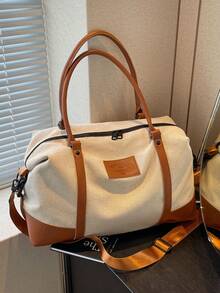 Fashionable Color Block Style Travel Bag With Large Capacity, Can Be Carried By Hand, Shoulder Or Cross-Body, Suitable For Short-Term Travel, Vacation, Gym And Other Occasions Back To School School Bag Travel Essentials Travel Organizer For Beach Summer Vacation Bag For School School Accessories School Stuff