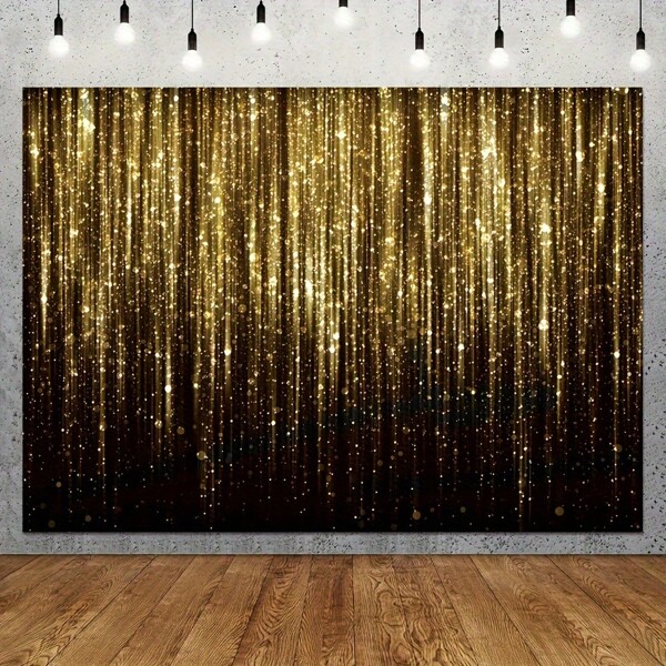 1pc, Golden Glitter Polyester Background - Glitter Photography Background, Suitable For Birthdays, Graduations, Costume Parties, New Year's And Holiday Parties - Durable, No Need For Electricity - Decoration And Studio Props