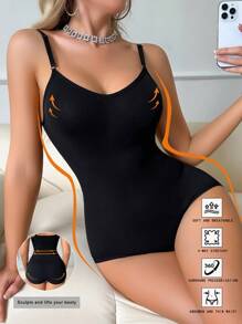 1pc Women's High Strength Shaping Knit Fabric Waist And Hip Shapewear Bodysuit