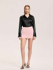 Women's Solid Color High Waist All-Match Skorts, Casual & Versatile - Pink - View 4