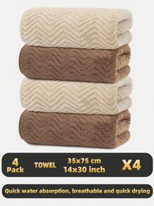 4 Pcs/Set Face Towels/Bath Towels Assorted Plain & Printed, Soft & Absorbent, Quick Drying, Suitable For Bathing, Washing Face, Bathroom, Hotel, Outdoor And Other Occasions Back To School For Beauty Salon Home Bathroom Shower Towels For Beaty Salon, Hotel Sports,Home Essentials, Towel, Skin Care