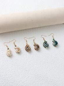 Handmade Stone Beads, Stainless Steel Fish Hook, Ocean Series Earrings, Ceramic Seashell Earrings For Women