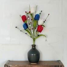 4th Of July Picks Colorful Red White Blue Star Artificial Flower Stems Patriotic Centerpieces For Tables