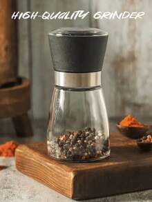 1pc Pepper Grinder, Manual Sea Salt Pepper Powder Grinding Bottle, Pepper Powder Grinding Craft Seasoning Jar, Stainless Steel Manual Grinder, Freshly Ground Coffee Beans, Black Pepper, Kitchen Sea Salt, Sichuan Pepper, Seasoning Bottle, Kitchen Tools, Color Random - View 5