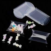 50/20/5件PVC透明枕形礼品盒，透明塑料立方体糖果盒，派对零食盒，独立巧克力炸弹包装盒，可爱透明塑料枕形礼品盒，适用于婚礼，派对，沐浴，糖果礼品，零食礼品盒，生日派对礼品盒，透明包装盒，派对礼物 - 彩色 - 查看 1
