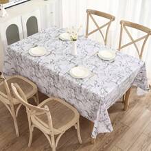 1 Stück rechteckige Marmor-Vinyl-Tischdecke, Tischüberzug, wasserdicht und ölbeständiges Vinyl, einfach zu reinigendes Flanell Rückteil, geeignet für Garten-Dining, Outdoor-Dining, Bankette, tägliche Küche, Restaurant