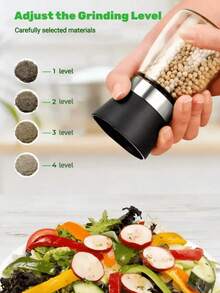 1pc Pepper Grinder, Manual Sea Salt Pepper Powder Grinding Bottle, Pepper Powder Grinding Craft Seasoning Jar, Stainless Steel Manual Grinder, Freshly Ground Coffee Beans, Black Pepper, Kitchen Sea Salt, Sichuan Pepper, Seasoning Bottle, Kitchen Tools, Color Random - View 2